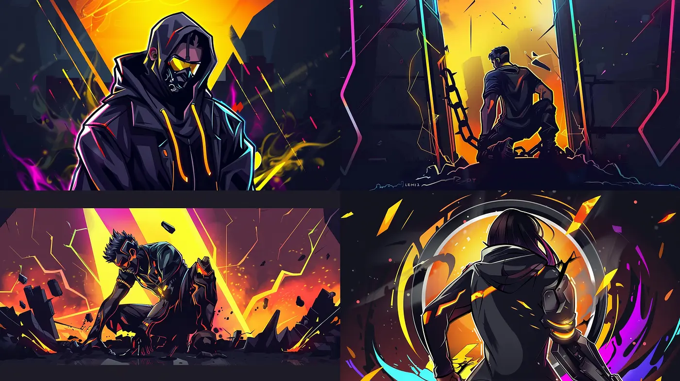 Fusion of Cybernetic Melancholy and Neon Dynamism - Midjourney sref style