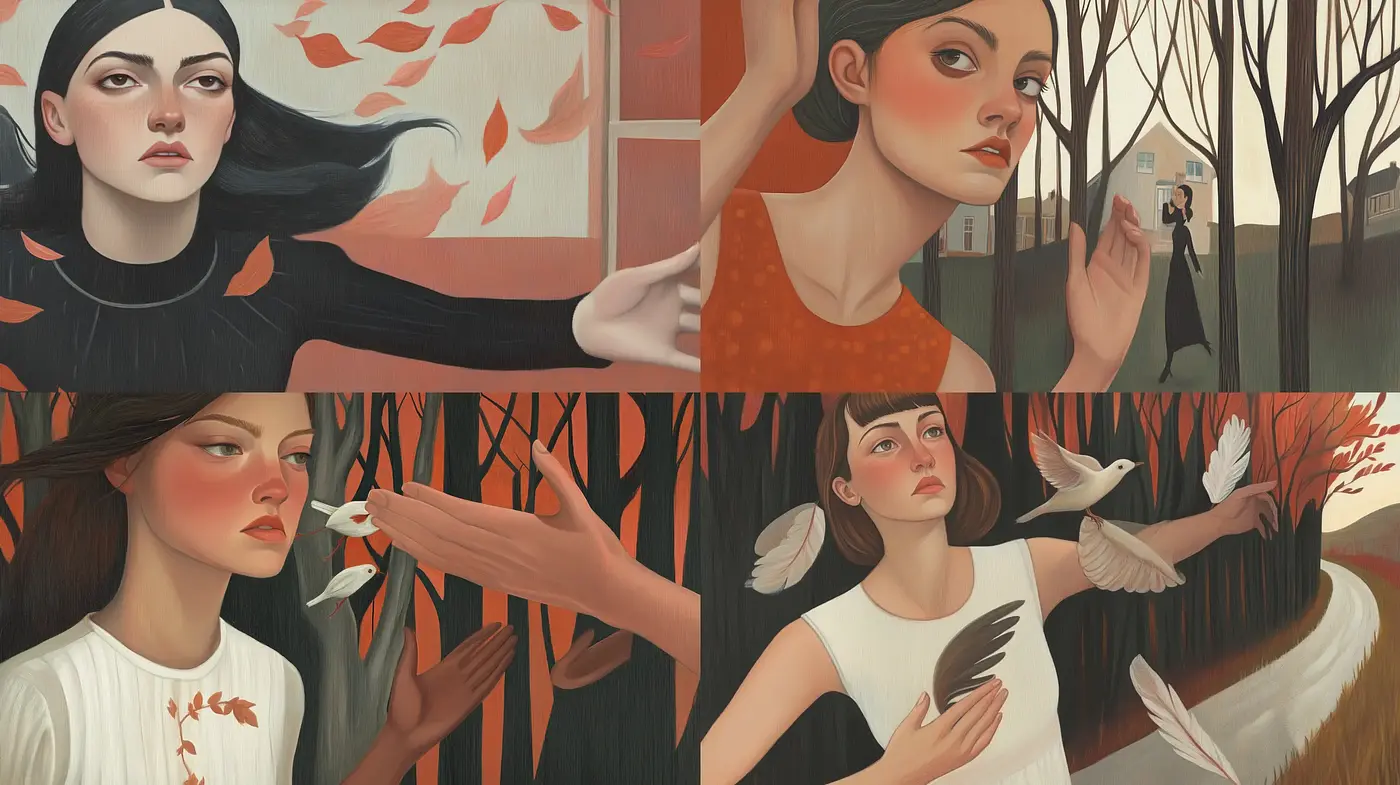 Serene Autumnal Portraiture with a Poetic Realism Influence - Midjourney sref style