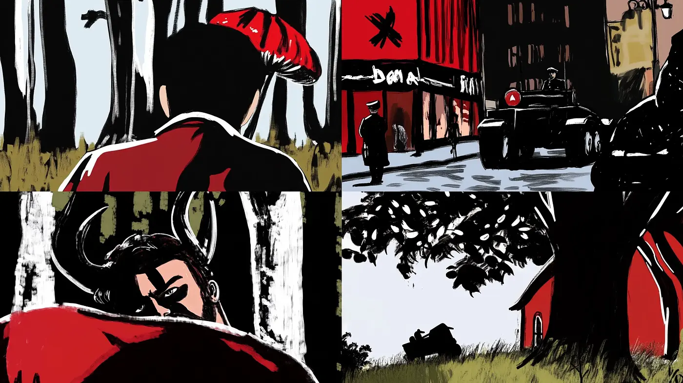 Noir-Inspired Contemporary Graphic Art - Midjourney sref style