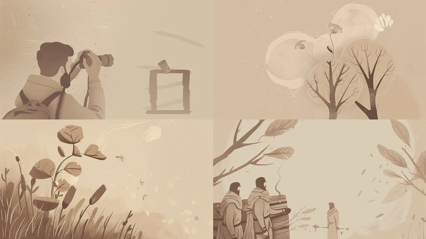 Monochromatic Whispers of Nature and Contemplation - Midjourney sref style