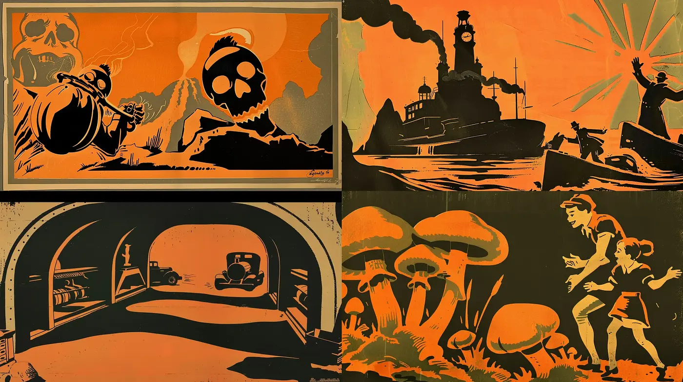 Silhouetted Saga: Echoes of a Bold Graphic Style - Midjourney sref style