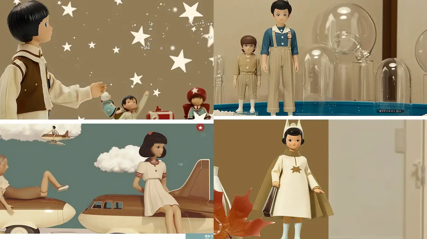 Whimsical and Playful Artistic Representation with Nostalgic Undertones - Midjourney sref style
