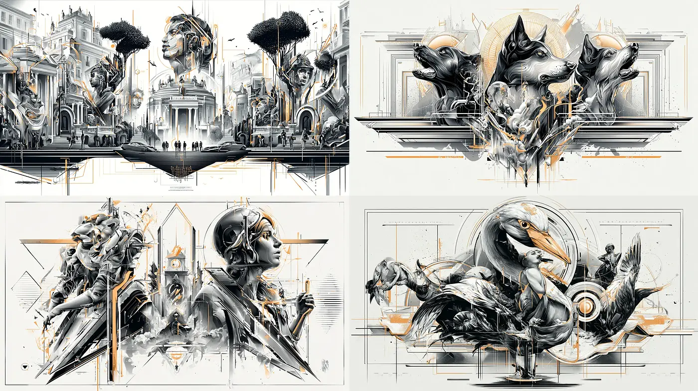 Sleek, modern surrealism with intricate detail and muted tones - Midjourney sref style