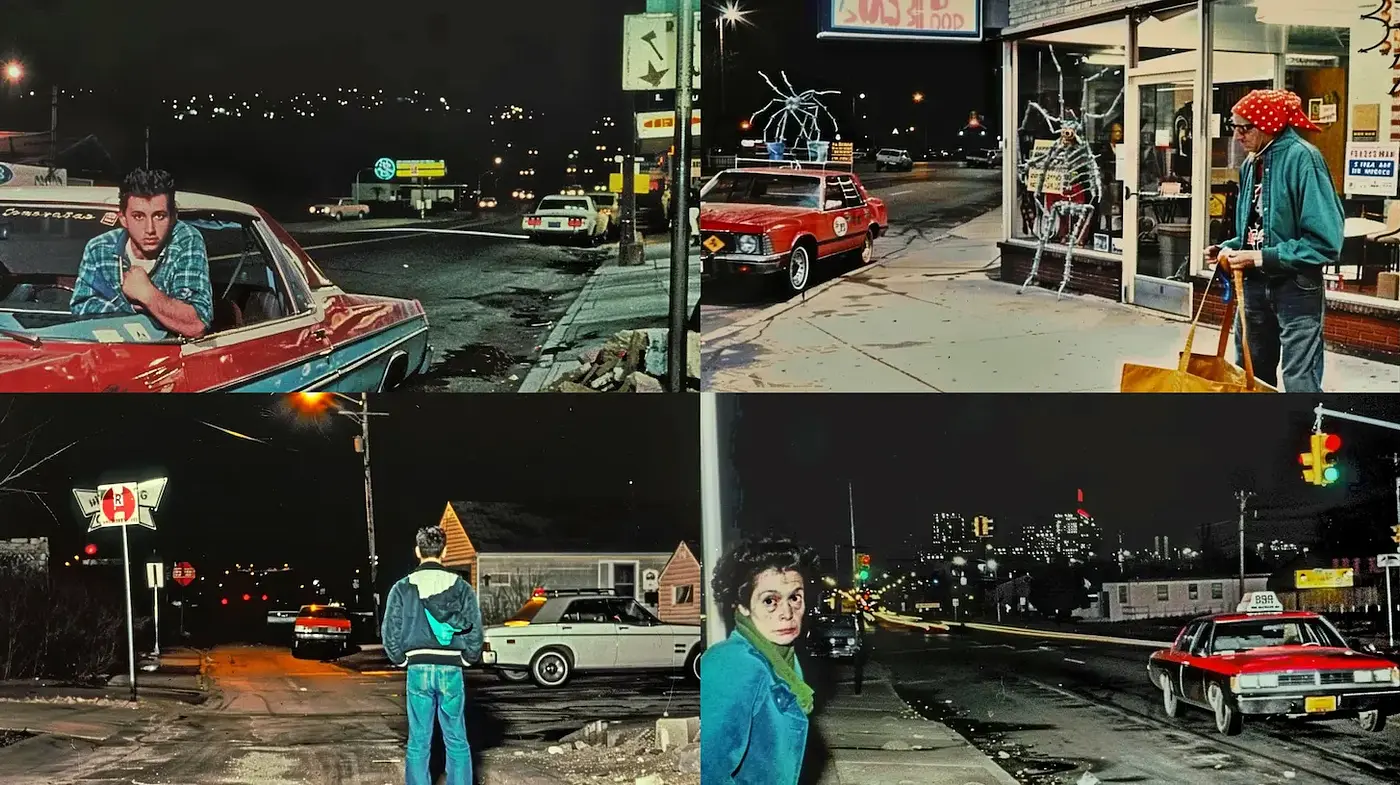 Vintage Urban Nightlife with a Retro Vibe - Midjourney sref style