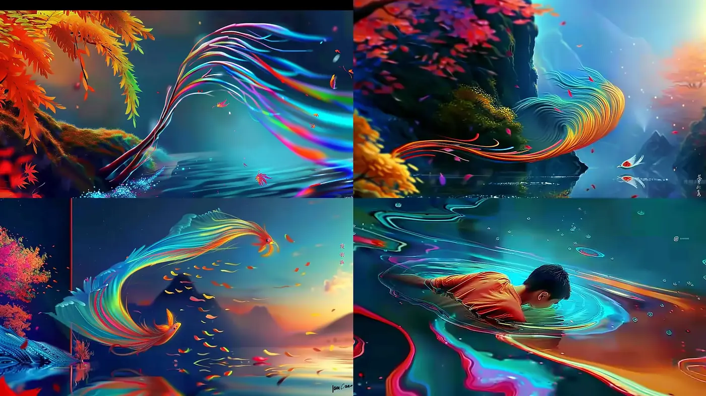 Vibrant Dreamscapes with Surreal Neon Elegance - Midjourney sref style