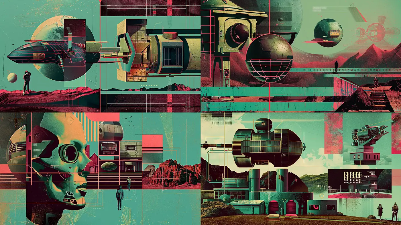 Futuristic Retro Sci-Fi Visions in Earthy Tones - Midjourney sref style