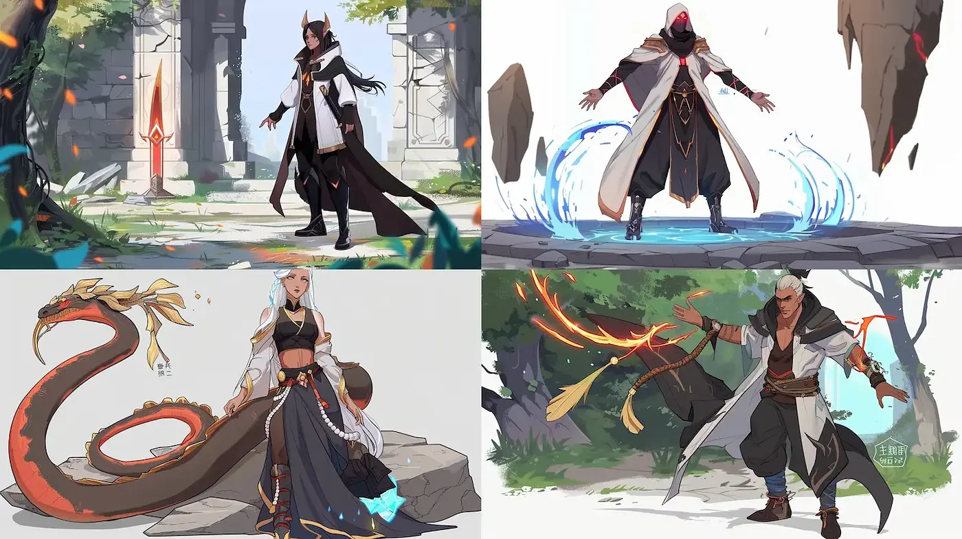 Enigmatic Fantasy with Fluid Motion and Heroic Elements - Midjourney sref style