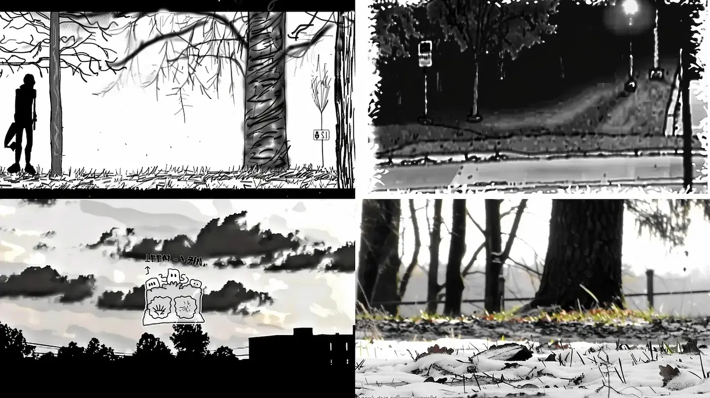 Cinematic Monochrome with a Touch of Surrealism and Nature - Midjourney sref style