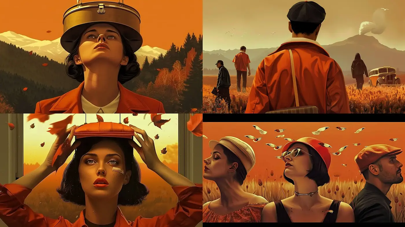 Amber Hues and Cinematic Nostalgia: A Homage to Golden Hour Serenity - Midjourney sref style