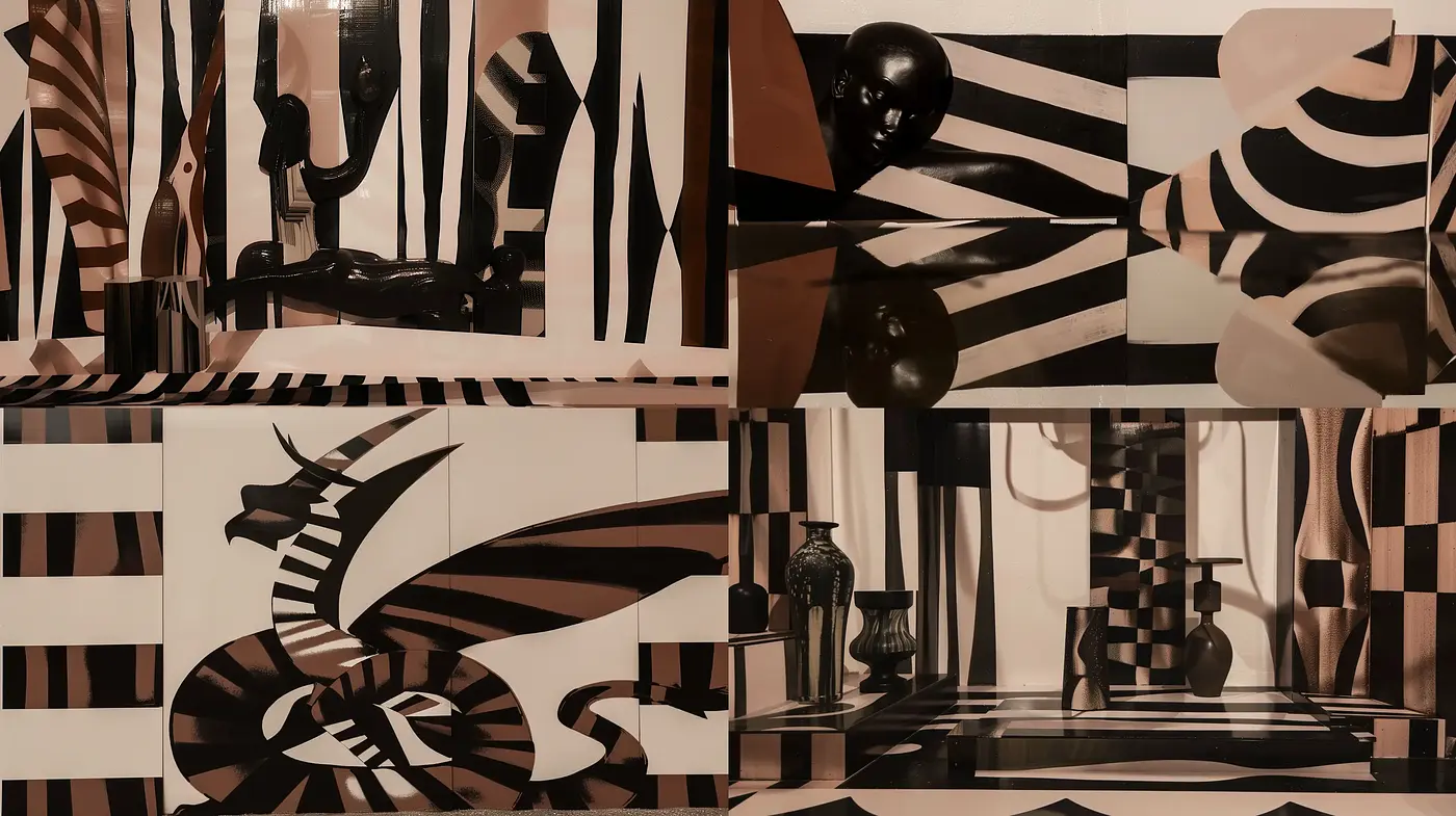 Monochrome Illusion: A Homage to Op Art and Surrealism - Midjourney sref style