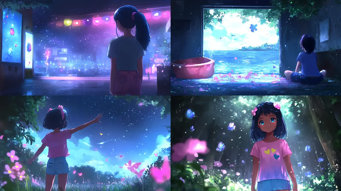 Luminous Dreamscapes with a Touch of Anime Magic - Midjourney sref style