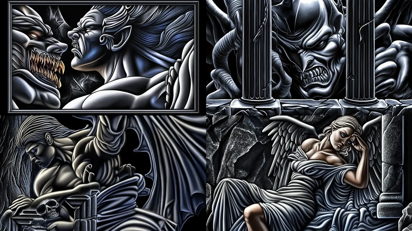 Monochromatic Gothic Dreamscape with Surrealist Overtones - Midjourney sref style