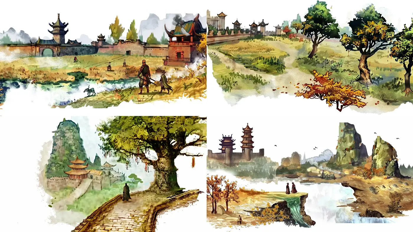 Idyllic Watercolor Vistas with Eastern Aesthetic - Midjourney sref style