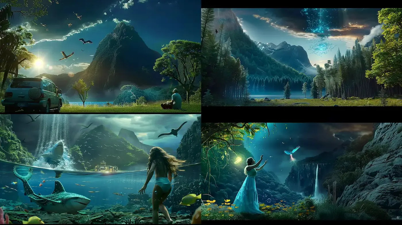 Enchanting and Ethereal Landscapes with Vibrant Elements - Midjourney sref style