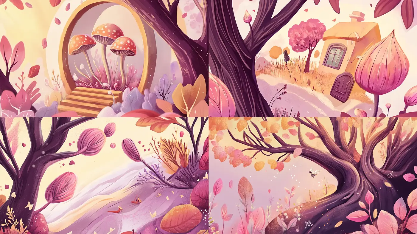 Whimsical Twilight: A Harmony of Dreamlike Pastels and Enchanted Landscapes - Midjourney sref style
