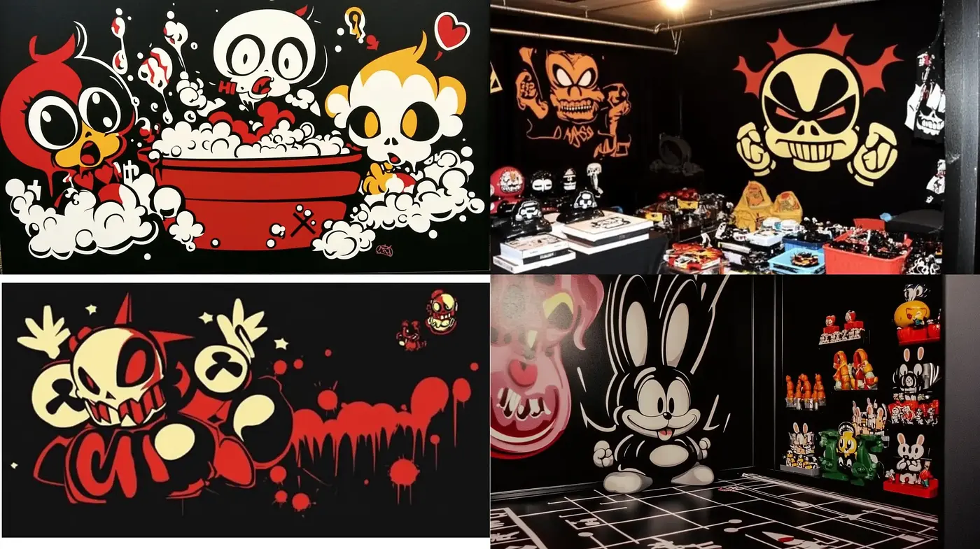 Bold Contrasts and Pop Surrealism in Cartoon-Inspired Imagery - Midjourney sref style