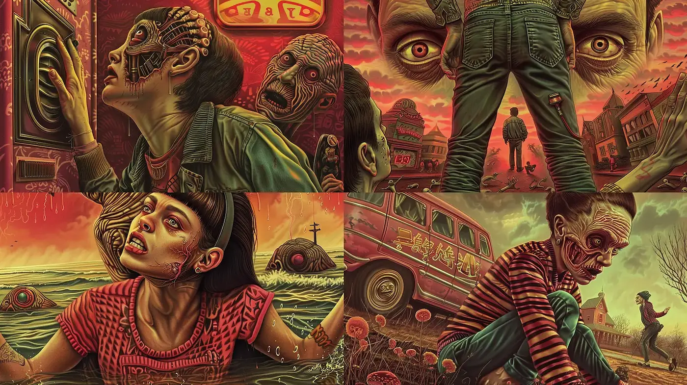 Surreal and Disturbing Retro Futurism with a Dystopian Atmosphere - Midjourney sref style