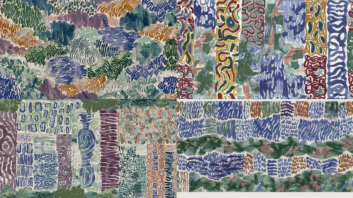 Abstract Brushwork Harmony: A Synthesis of Rhythmic Patterns and Earthy Tones - Midjourney sref style