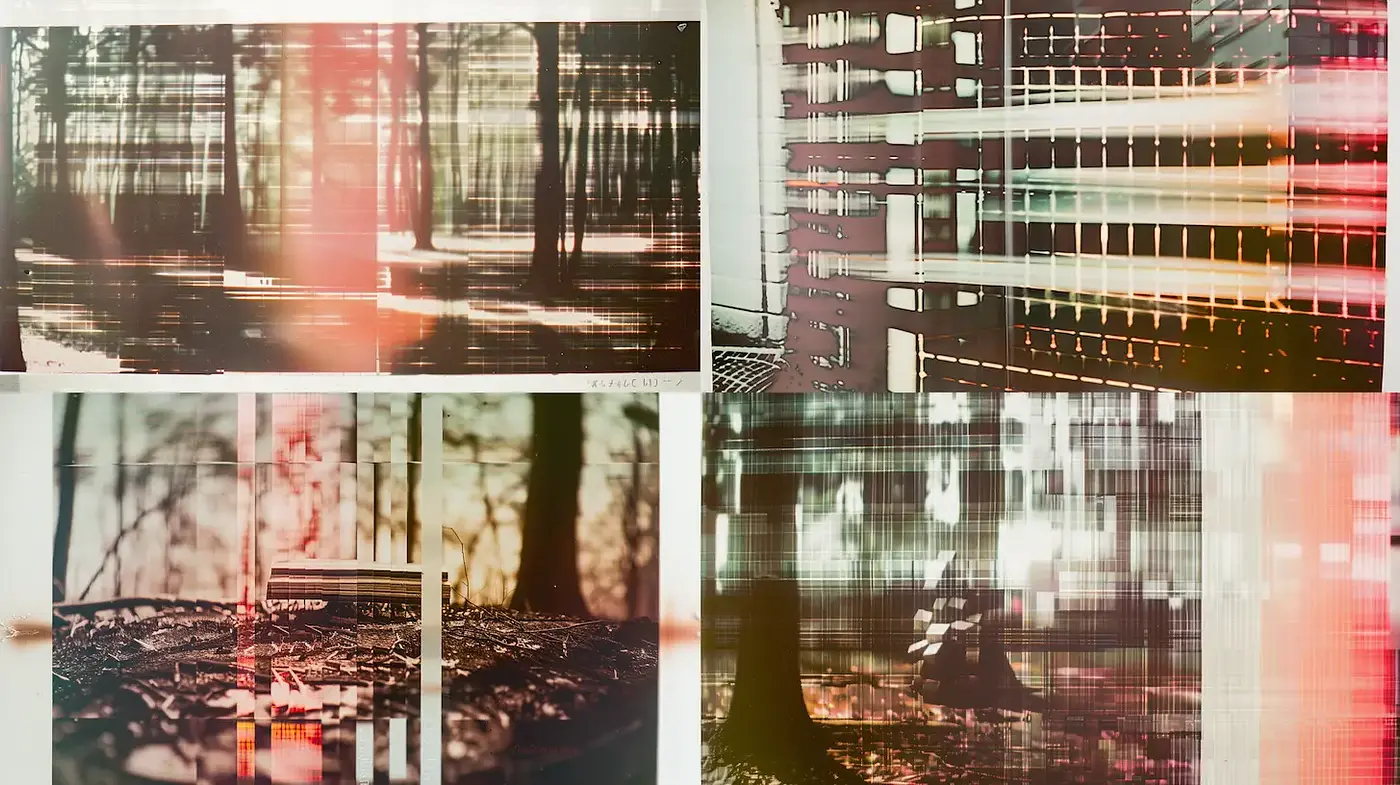 Abstract and Textured Compositions with a Digital Influence - Midjourney sref style
