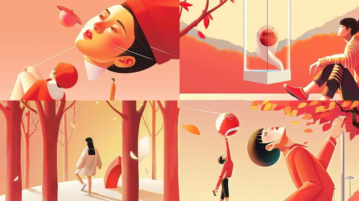 Harmonious Autumnal Dreamscapes in Stylized Realism - Midjourney sref style