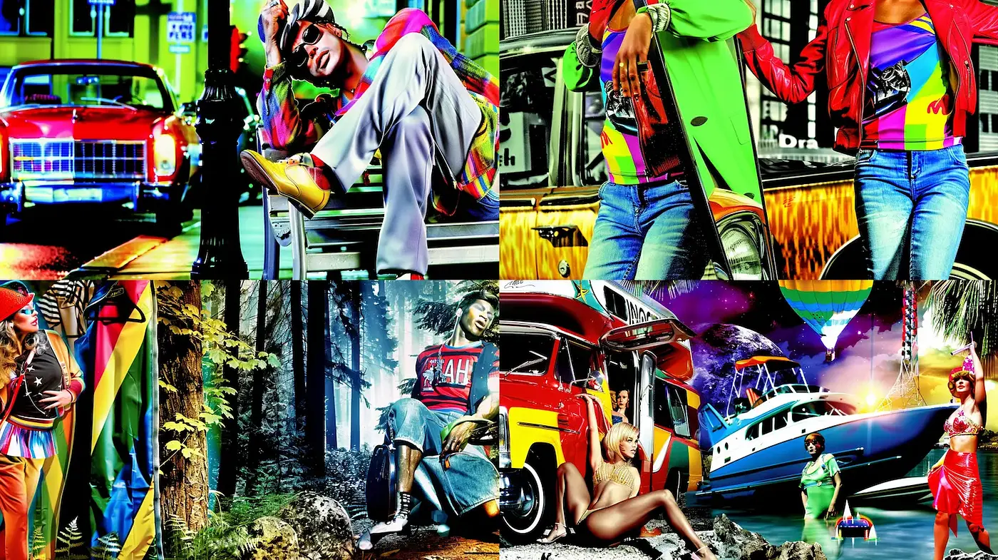 Vibrant and Eclectic Retro Aesthetic with Pop Culture Influences - Midjourney sref style
