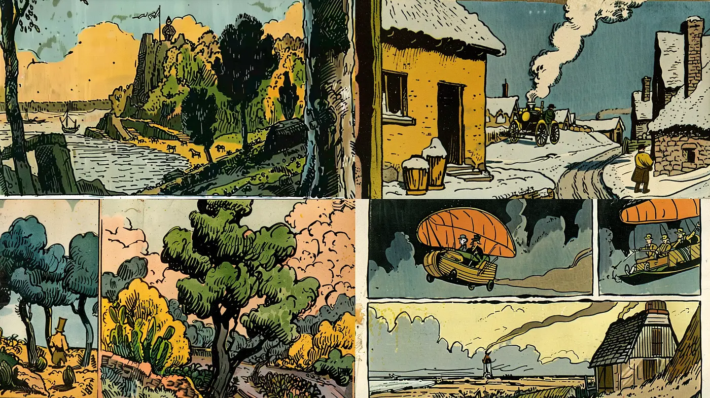 Consistent Vintage Comic Illustration Homage - Midjourney sref style