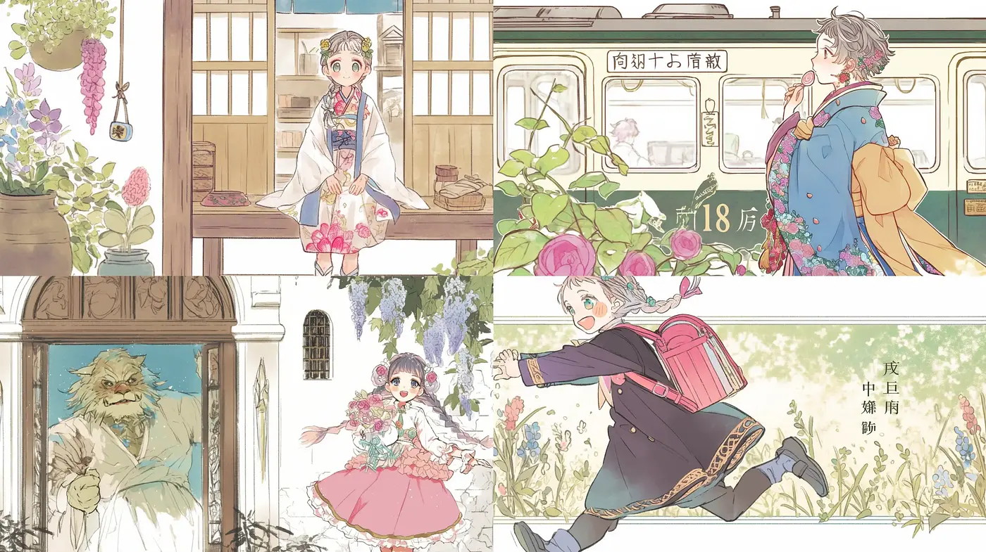 Whimsical Watercolor Memories with Anime Inspiration - Midjourney sref style