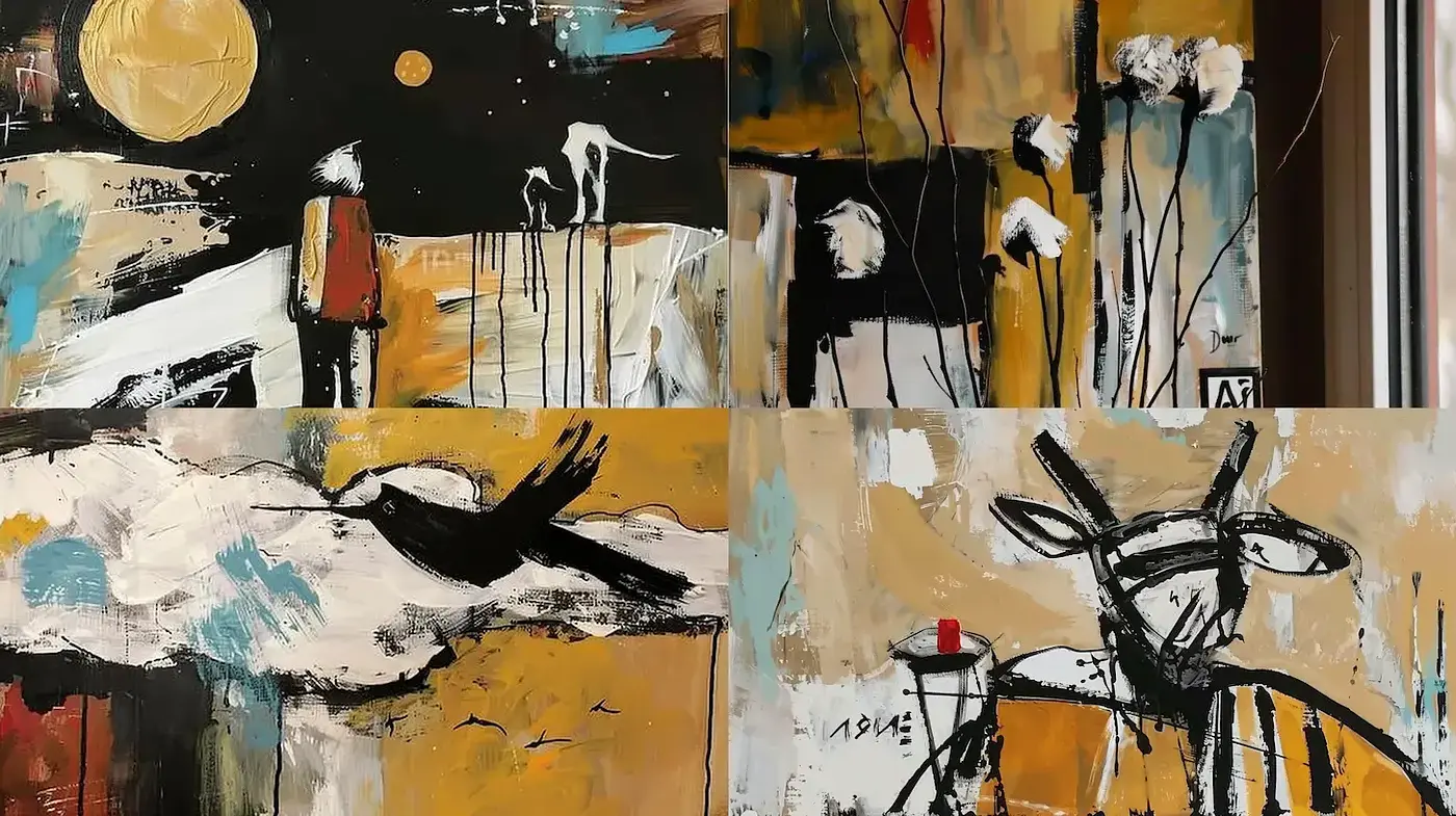 Abstract Art with Bold Contrasts and Organic Forms - Midjourney sref style