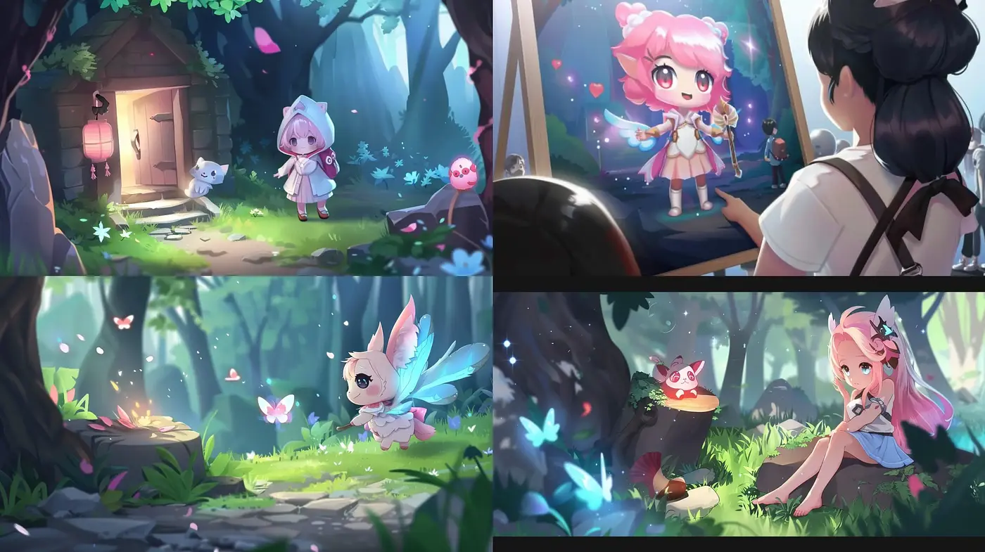 Enchanting Anime-Inspired Whimsical Woodland - Midjourney sref style