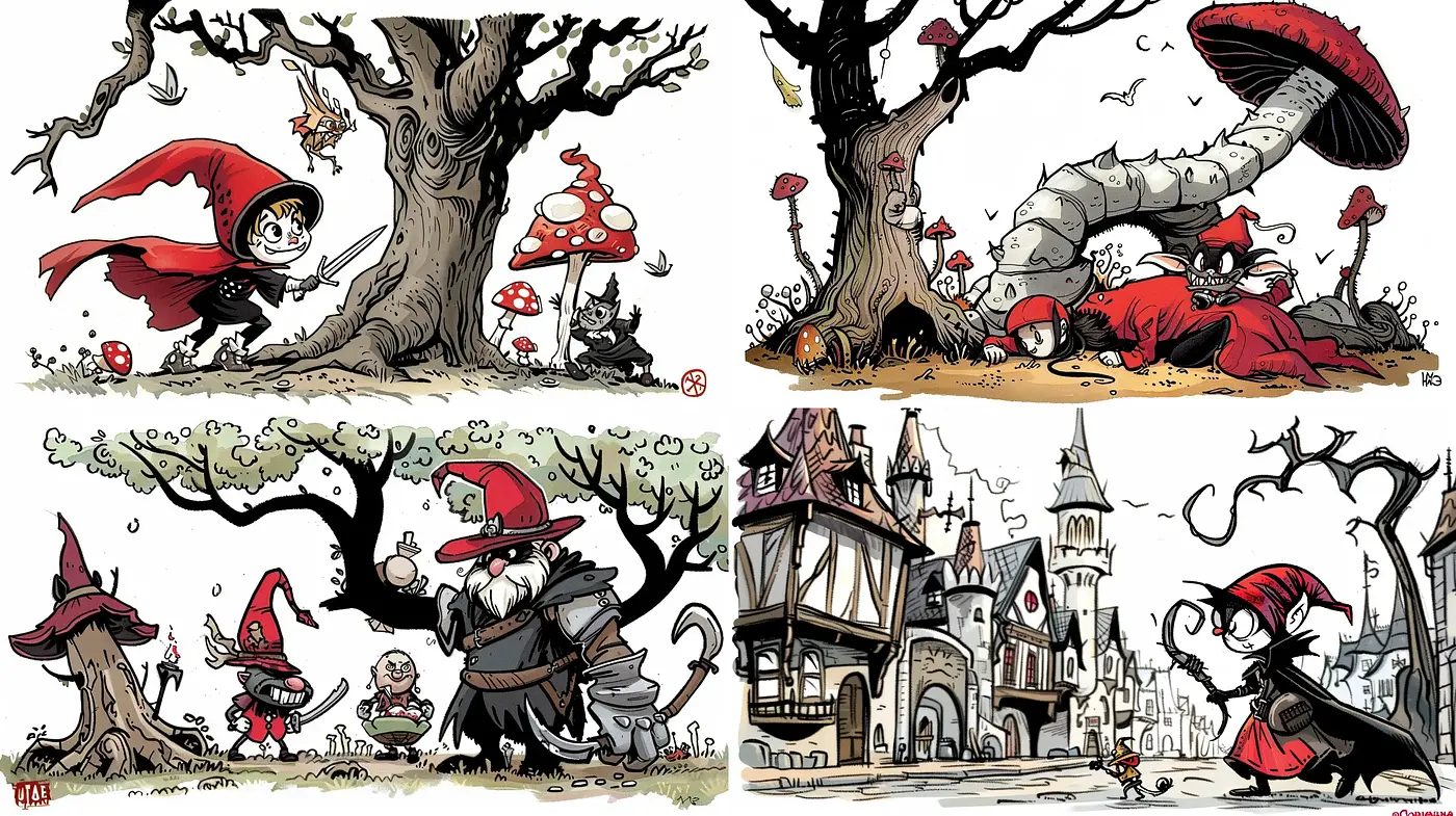 Whimsical Fairytale Illustrations with a Classic Cartoon Essence - Midjourney sref style