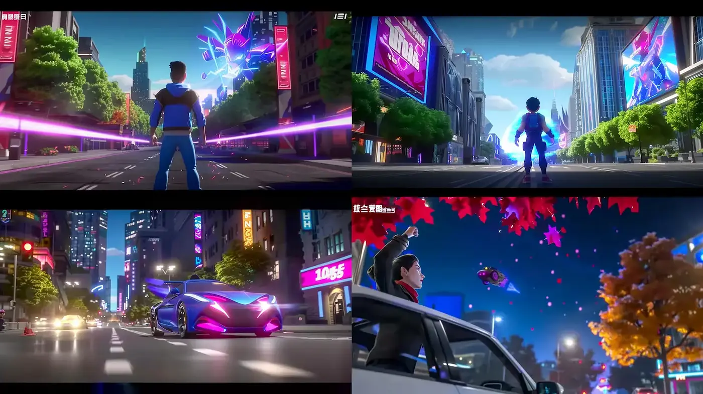 Futuristic Urban Narrative with Vivid Colors and Dynamic Composition - Midjourney sref style