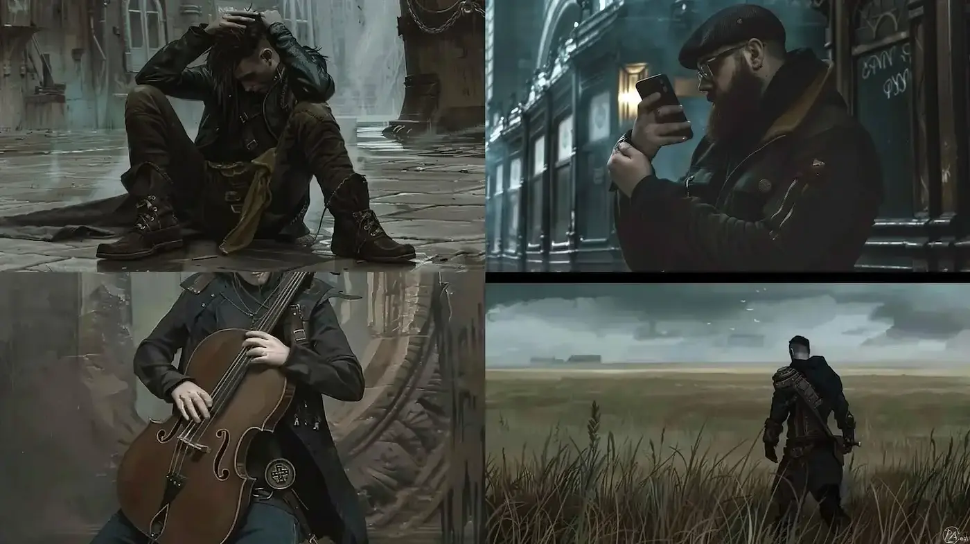 Melancholic Reverie in Sepia Tones - Midjourney sref style