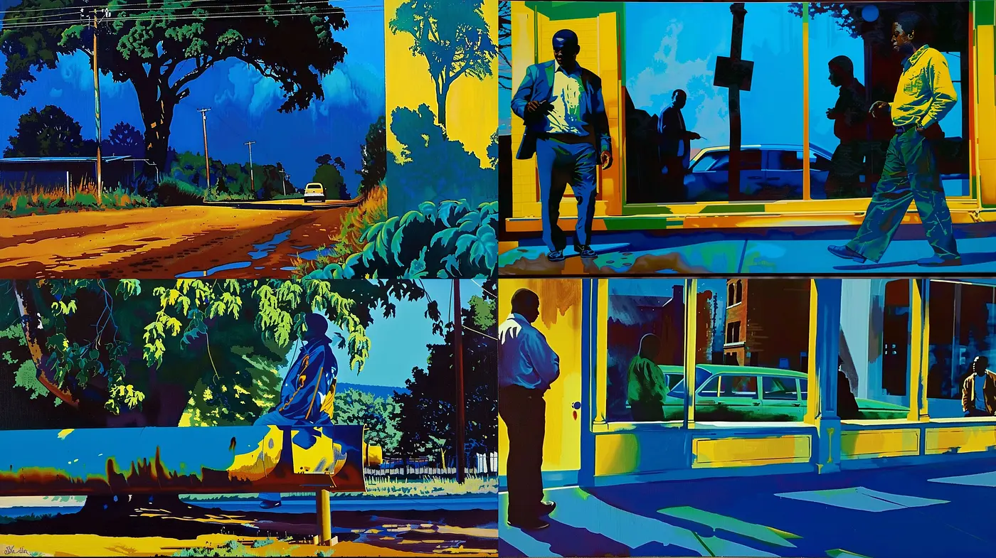 Vibrant Dichotomy: A Melding of Vivid Contrasts and Graphic Novel Realism - Midjourney sref style