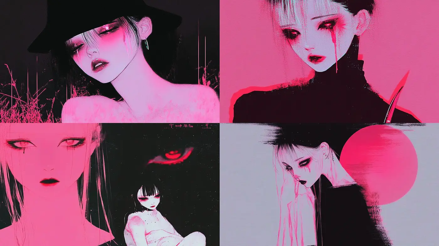 Neon Noir Elegance with Surreal Cyberpunk Overtones - Midjourney sref style