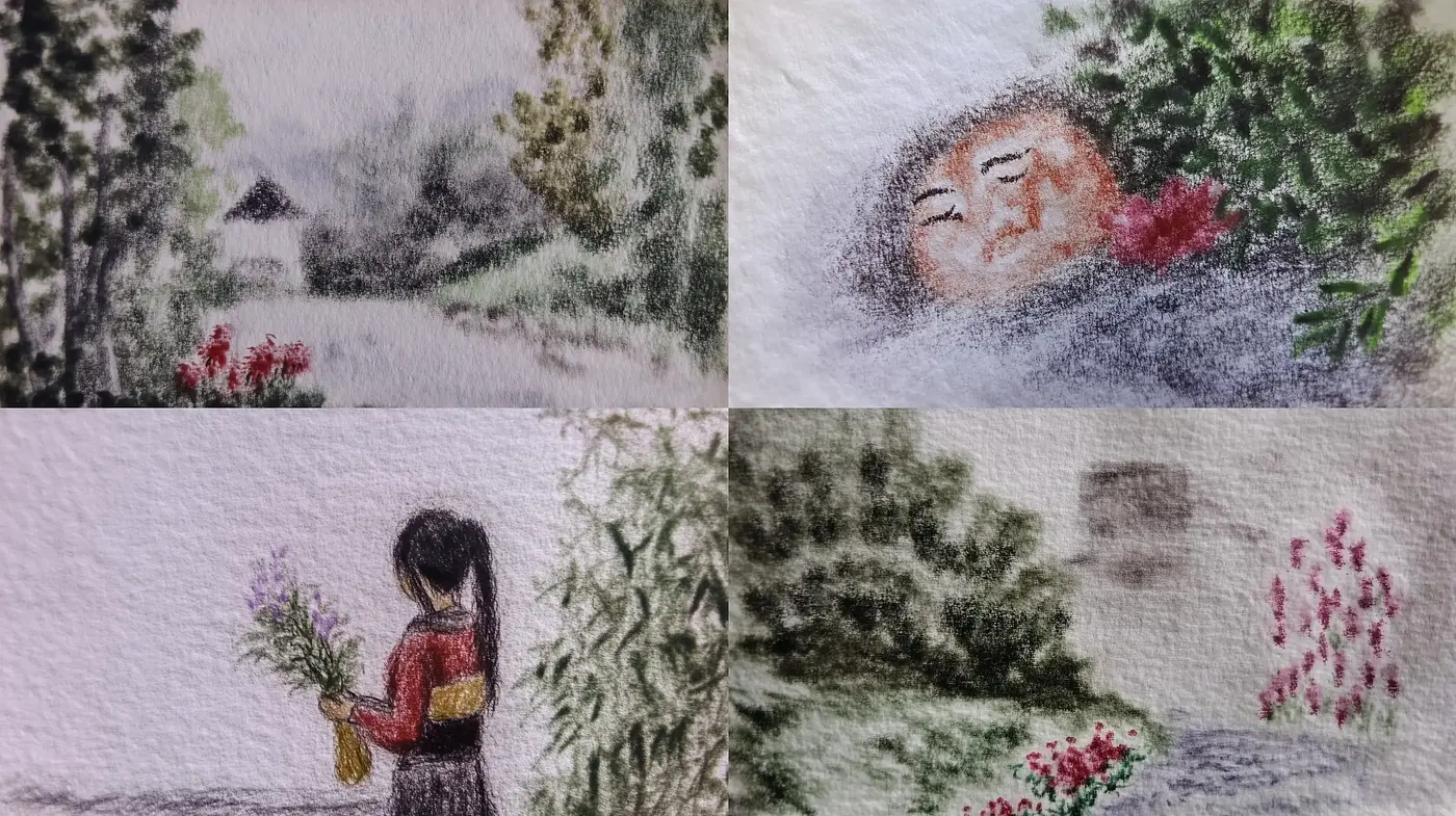 Whimsical Pastoral Scenes with Fading Borders and Soft Contours - Midjourney sref style