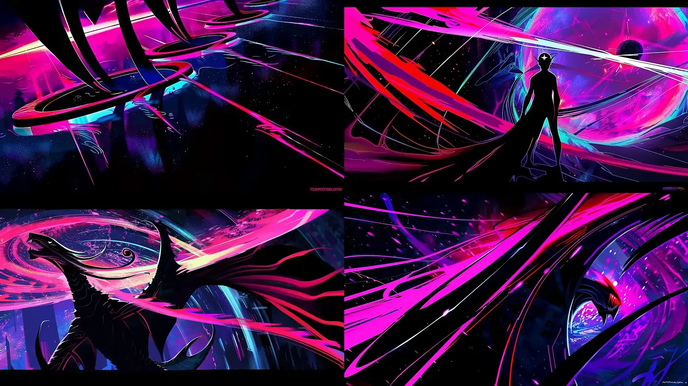 Neon Vortex: A Synesthetic Symphony of Abstract Sci-Fi Art - Midjourney sref style