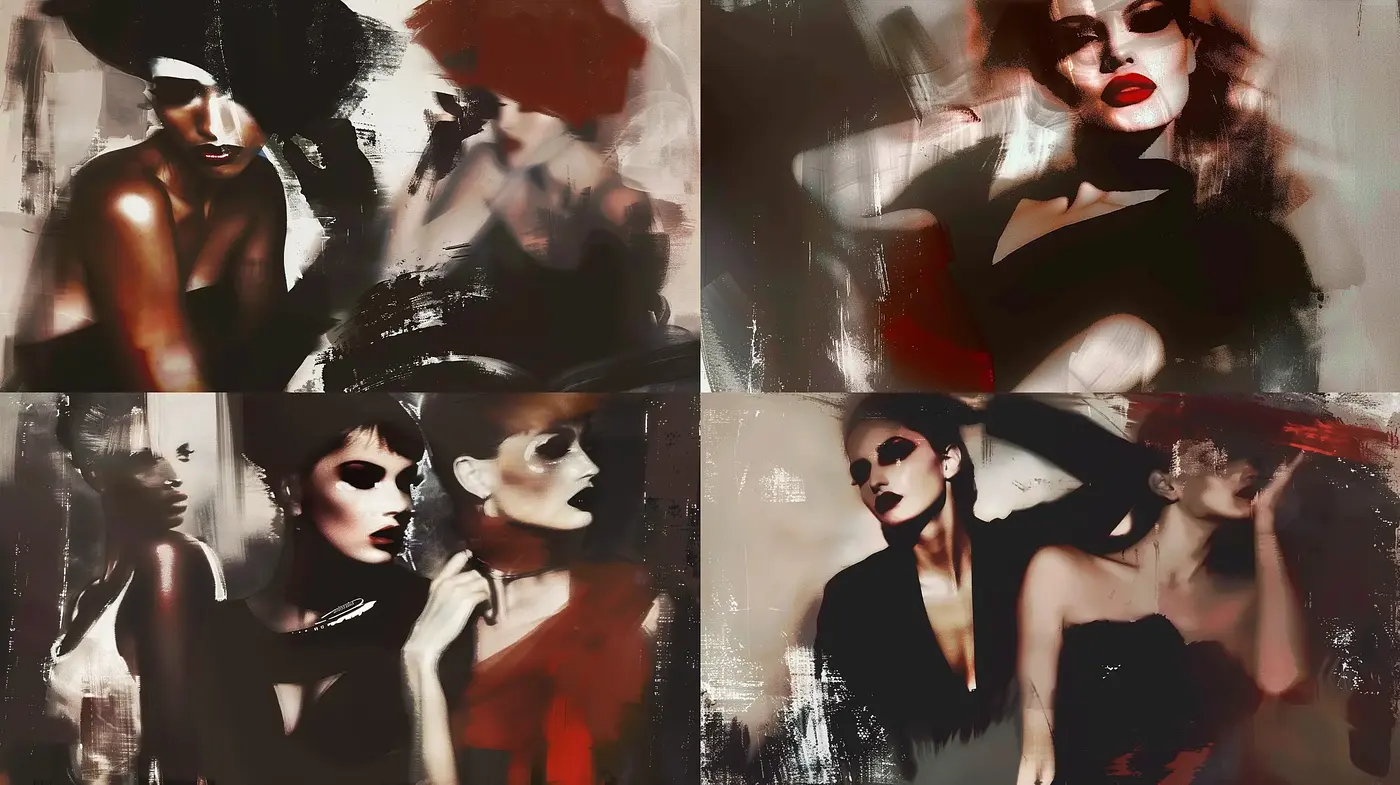 Abstract Elegance with a Distorted Vintage Essence - Midjourney sref style