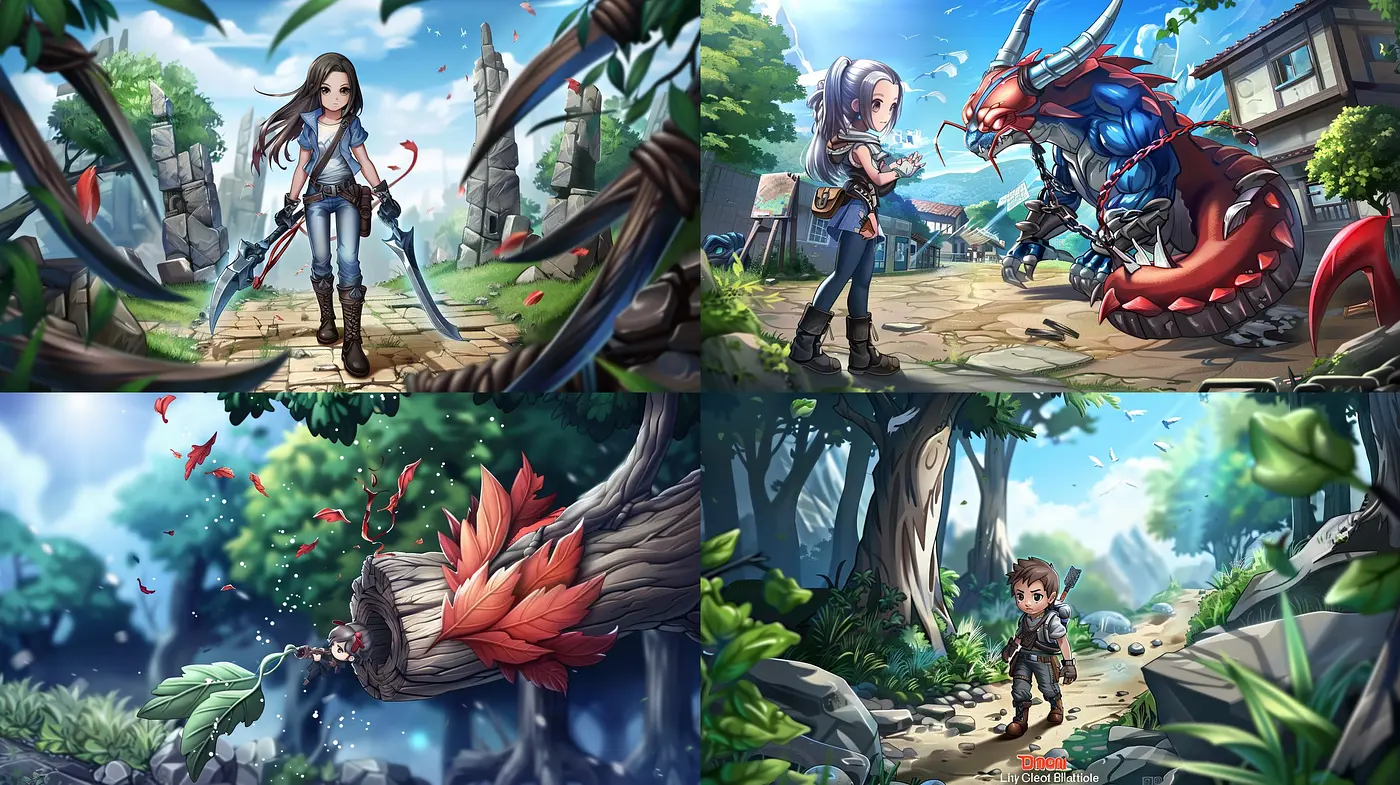 Fantasy Adventure in Enchanted Landscapes: A Cohesive Digital Art Style with Vivid Imagery and Lush Scenes - Midjourney sref style