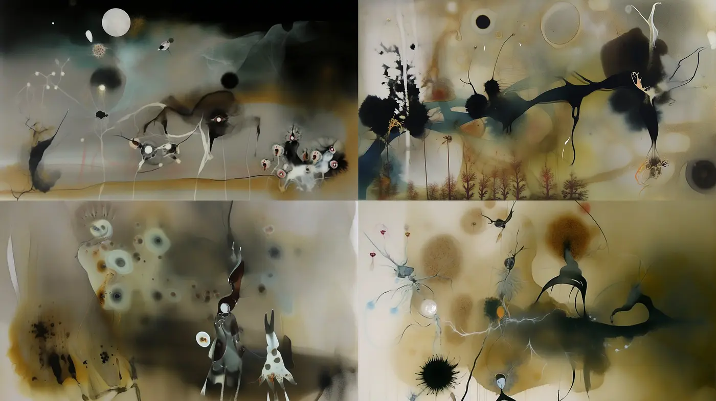 Ethereal Dreamscape: A Fusion of Surrealism and Abstract Expressionism - Midjourney sref style