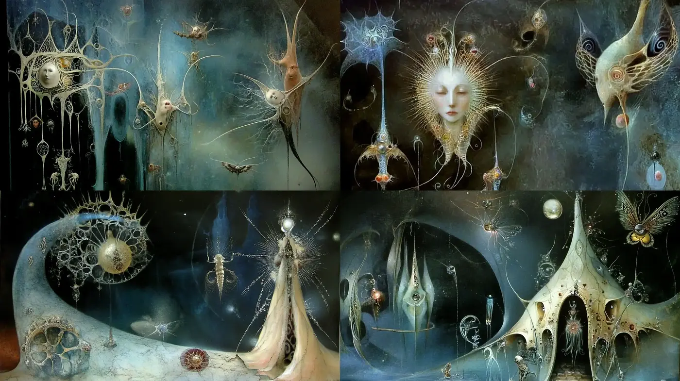 Ethereal Dreamscapes with Surrealist Impressions - Midjourney sref style