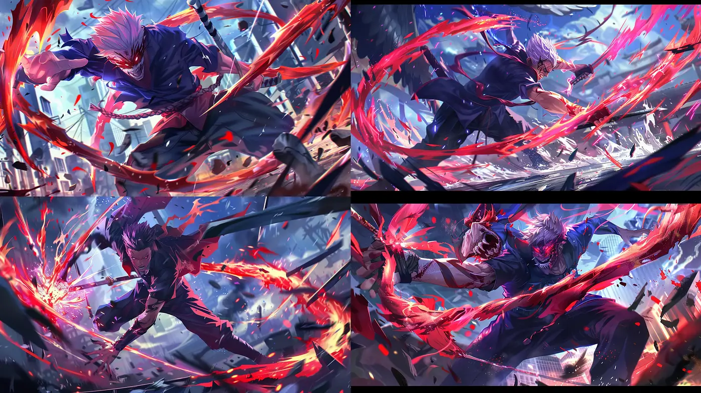 Dynamic Brushwork and Vivid Energy in Abstract Anime Action - Midjourney sref style