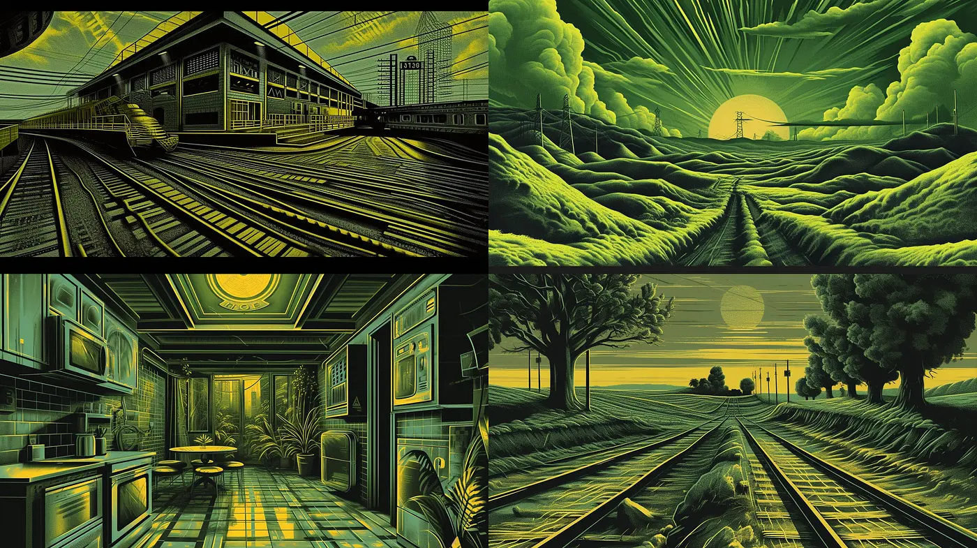 Luminous Monochromatic Vistas: A Study in Jade Noir - Midjourney sref style
