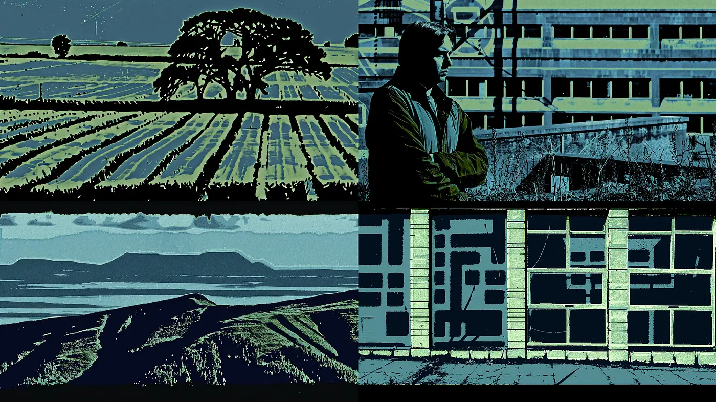 Monochromatic Nocturne: A Study in Sapphire Shadows and Stylized Contours - Midjourney sref style