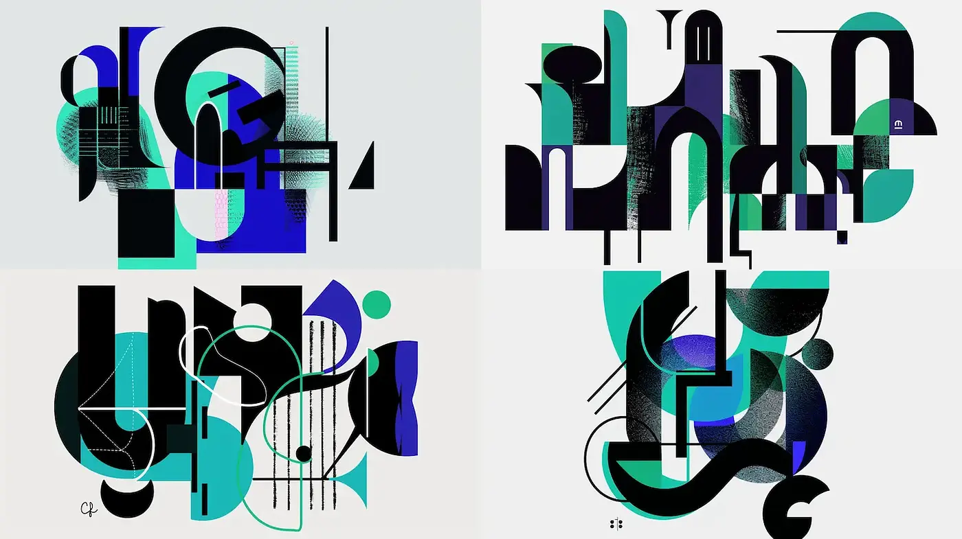Dynamic and Modern Abstract Composition with Geometric Elements - Midjourney sref style