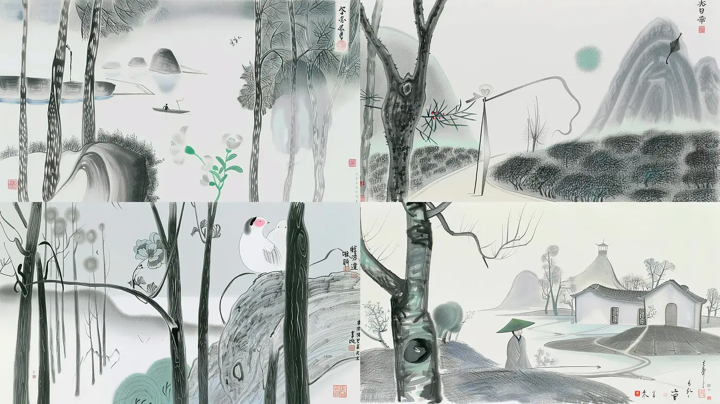 Ethereal Ink Wash Dreamscapes: A Distant Echo of Traditional Eastern Artistry - Midjourney sref style