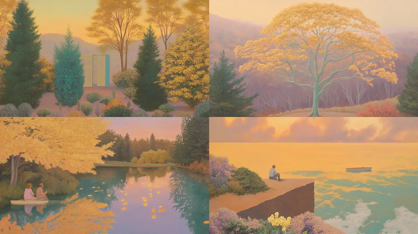 Warm Pastel Hues of Serene Landscapes - Midjourney sref style