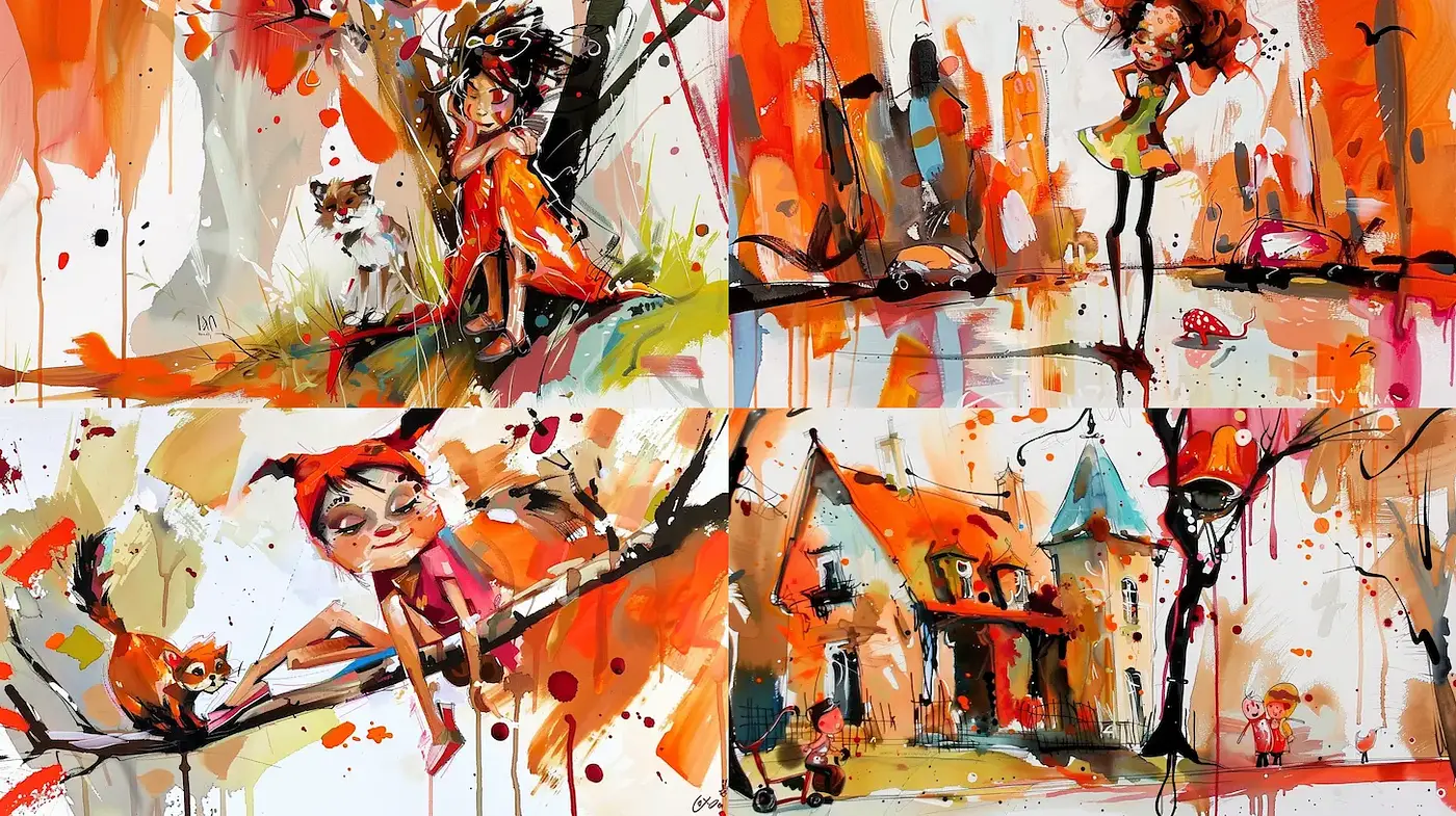 Vibrant and Expressive Narrative Style with a Playful Essence - Midjourney sref style