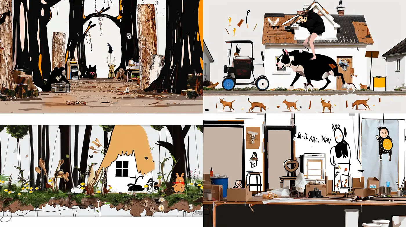 Whimsical and Quirky Digital Collage Aesthetic with a Storybook Flair - Midjourney sref style