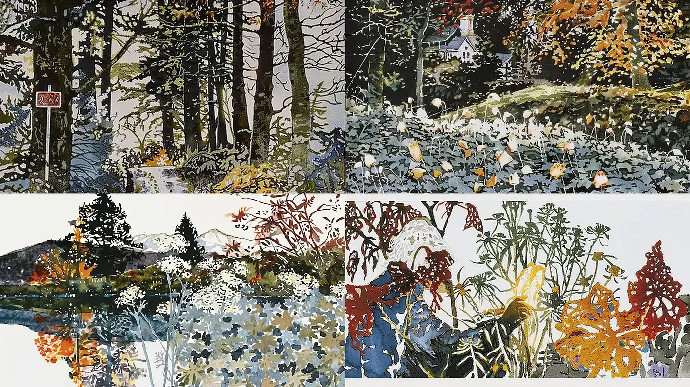 Nature-inspired Seasonal Landscapes with Rich Textures and Earthy Tones - Midjourney sref style