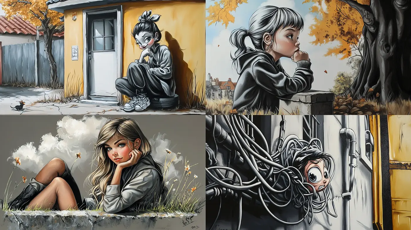 Rustic Urban Charm: A Cohesive Blend of Soft Tones and Vivid Realism - Midjourney sref style